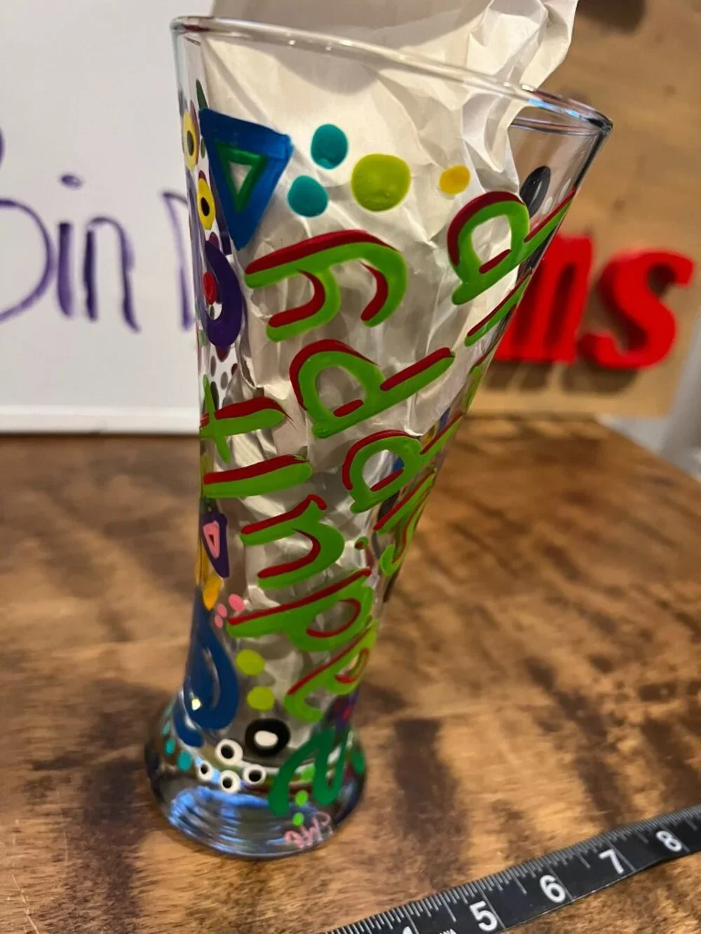 Adult Sippy Cup Hand painted glass